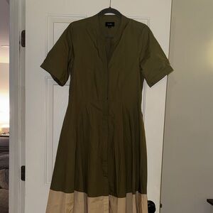 MSK Olive and Beige Midi Dress